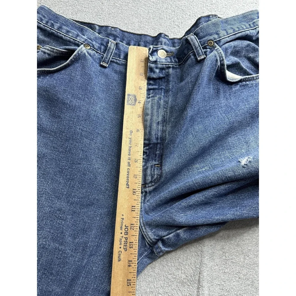 Wrangler Jeans Mens 39x27 Blue Authentics Relaxed Distressed Medium Wash Denim